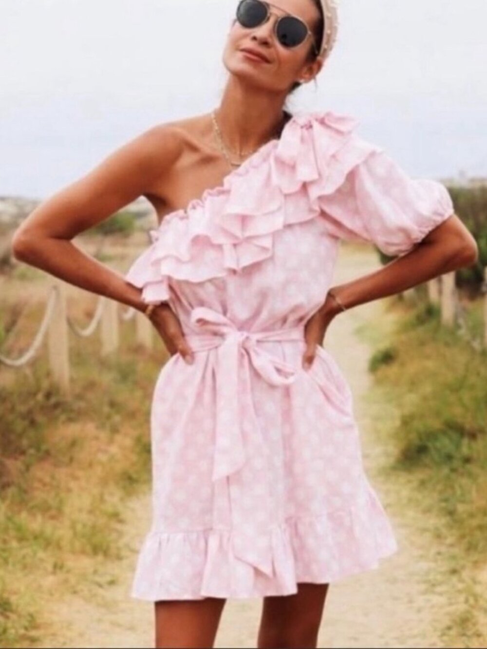 Target x Lisa Marie Fernandez Pink Polka Dot Ruffle Dress XXS